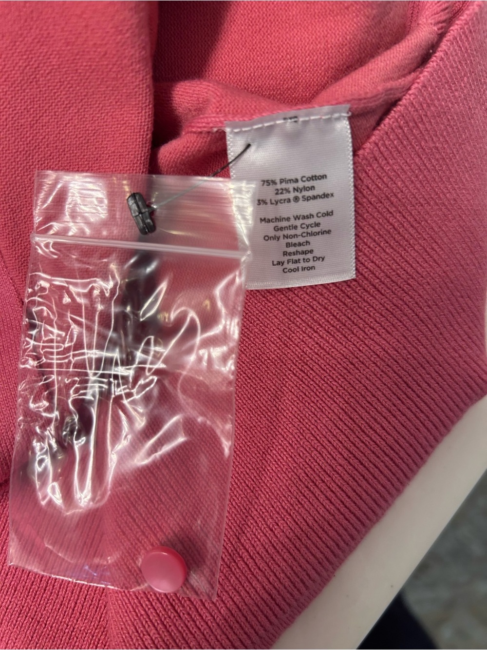 Talbots Pink Pima Cotton Button-Front Cardigan, Small, 3/4 Sleeve, NWOT - Picture 3 of 7